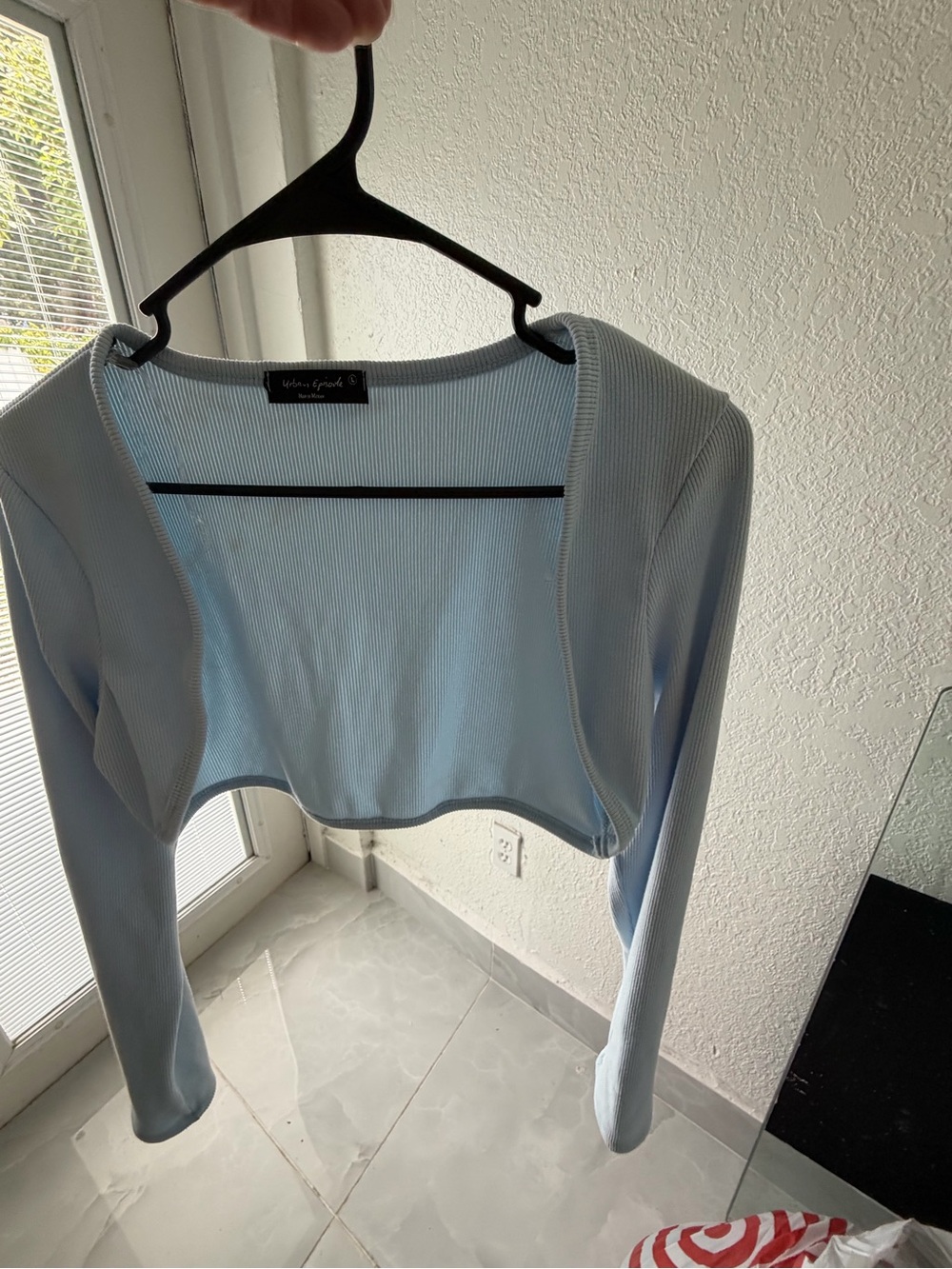 Style & Co. Light Blue Ribbed Cropped Bolero